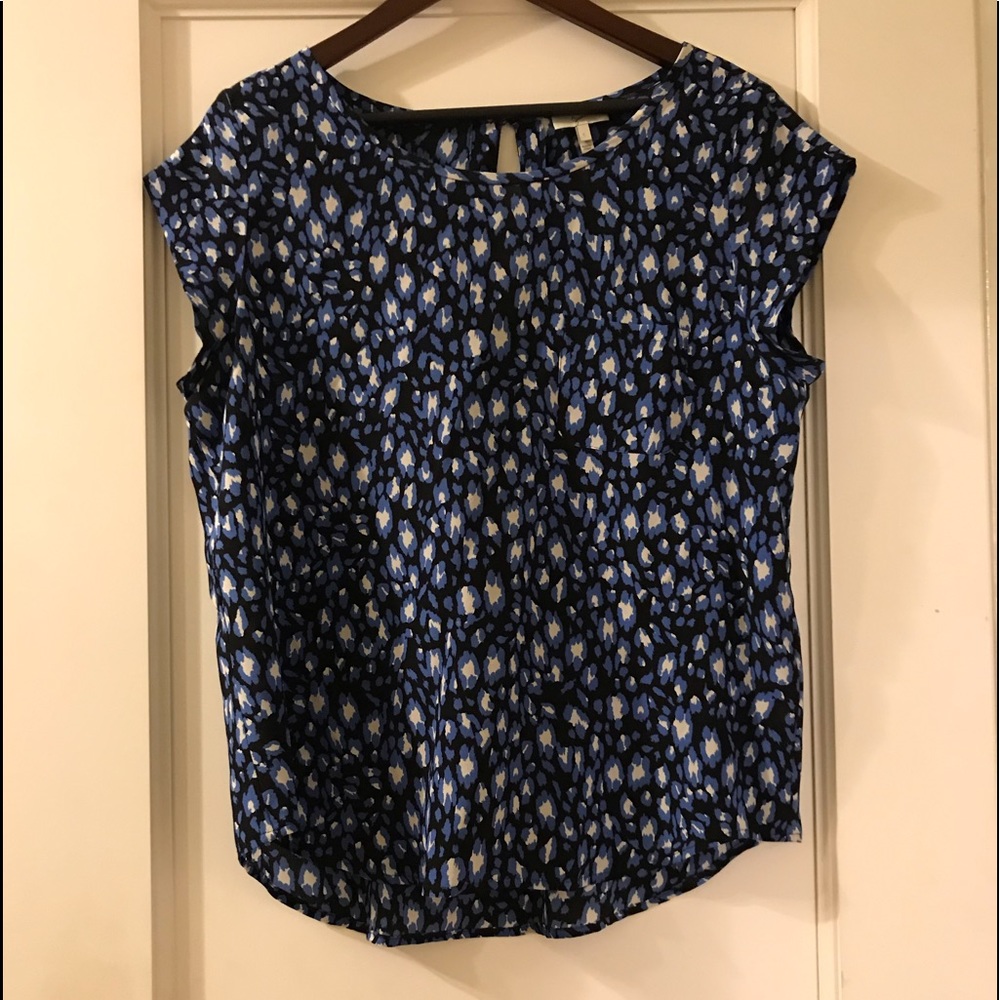 Joie silk top in blue cheetah pattern